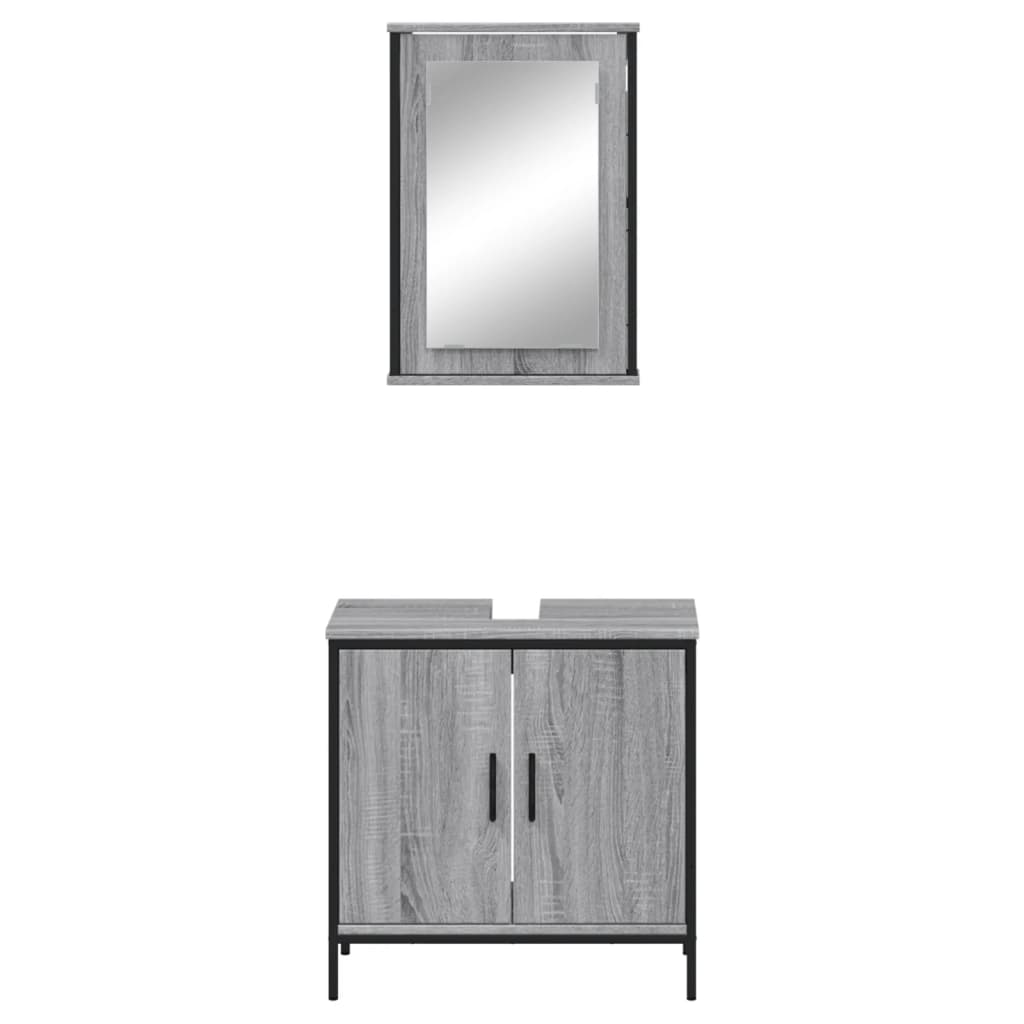 vidaXL Set Mobili da Bagno 2 pz Grigio Sonoma in Legno Multistrato