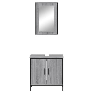 vidaXL Set Mobili da Bagno 2 pz Grigio Sonoma in Legno Multistrato