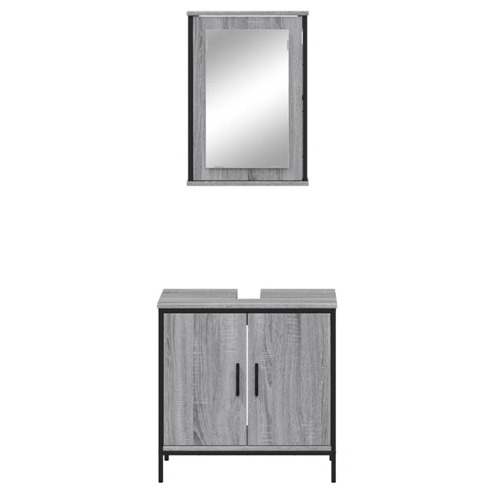 vidaXL Set Mobili da Bagno 2 pz Grigio Sonoma in Legno Multistrato
