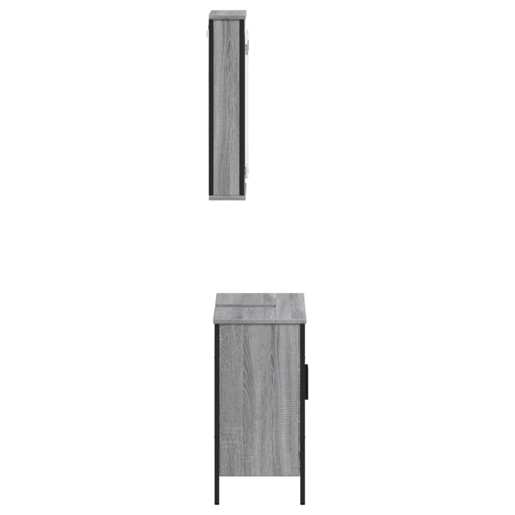vidaXL Set Mobili da Bagno 2 pz Grigio Sonoma in Legno Multistrato