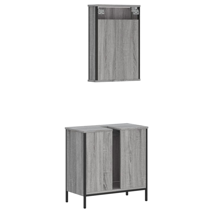vidaXL Set Mobili da Bagno 2 pz Grigio Sonoma in Legno Multistrato