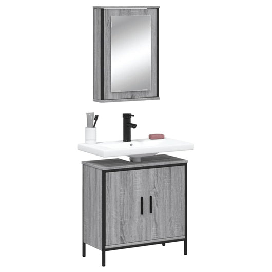 vidaXL Set Mobili da Bagno 2 pz Grigio Sonoma in Legno Multistrato