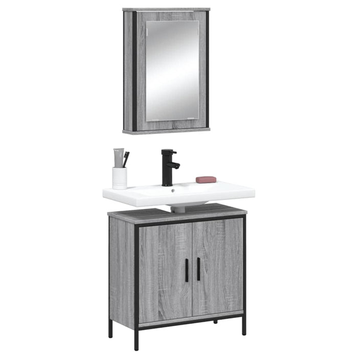 vidaXL Set Mobili da Bagno 2 pz Grigio Sonoma in Legno Multistrato