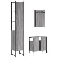 Set Mobili da Bagno 3 pz Grigio Sonoma in Legno Multistrato 3214798