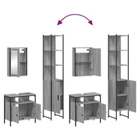 Set Mobili da Bagno 3 pz Grigio Sonoma in Legno Multistrato 3214798