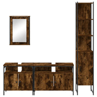 Set Mobili da Bagno 4 pz Rovere Fumo in Legno Multistrato 3214807