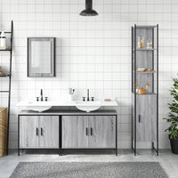 vidaXL Set Mobili da Bagno 4 pz Grigio Sonoma in Legno Multistrato