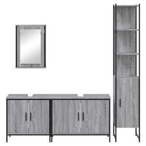 vidaXL Set Mobili da Bagno 4 pz Grigio Sonoma in Legno Multistrato
