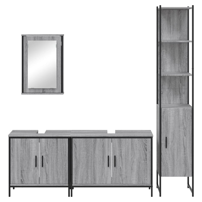 vidaXL Set Mobili da Bagno 4 pz Grigio Sonoma in Legno Multistrato