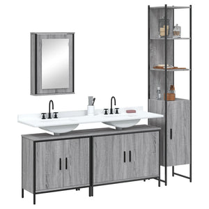 vidaXL Set Mobili da Bagno 4 pz Grigio Sonoma in Legno Multistrato