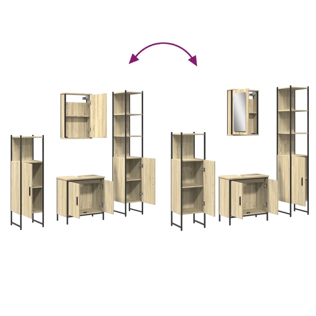 Set Mobili da Bagno 4 pz Rovere Sonoma in Legno Multistrato 3214831