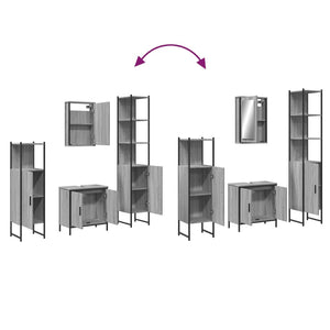 vidaXL Set Mobili da Bagno 4 pz Grigio Sonoma in Legno Multistrato