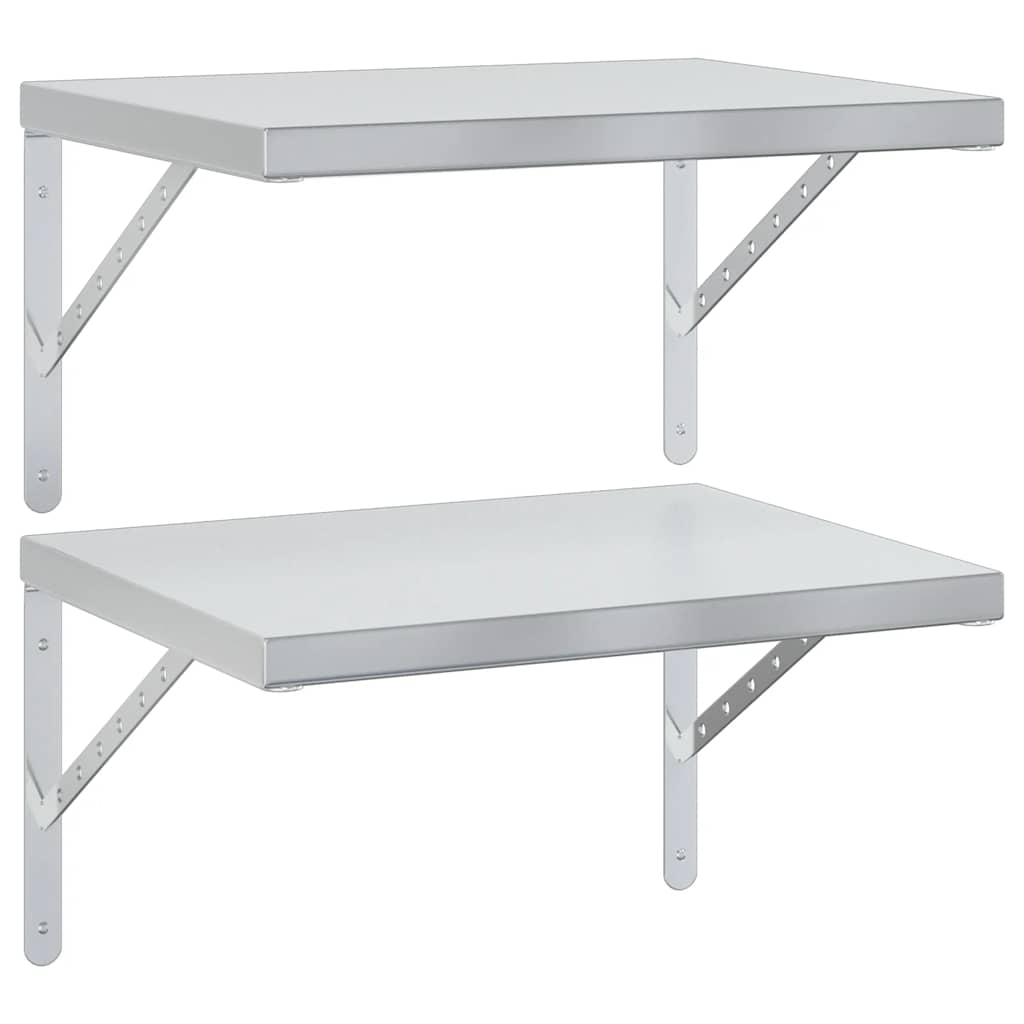 Mensole a Muro 2 pz 50x40 cm Argento in Acciaio Inossidabile 3214508