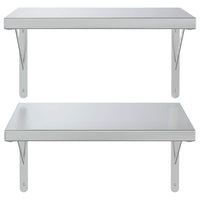 Mensole a Muro 2 pz 50x40 cm Argento in Acciaio Inossidabile 3214508