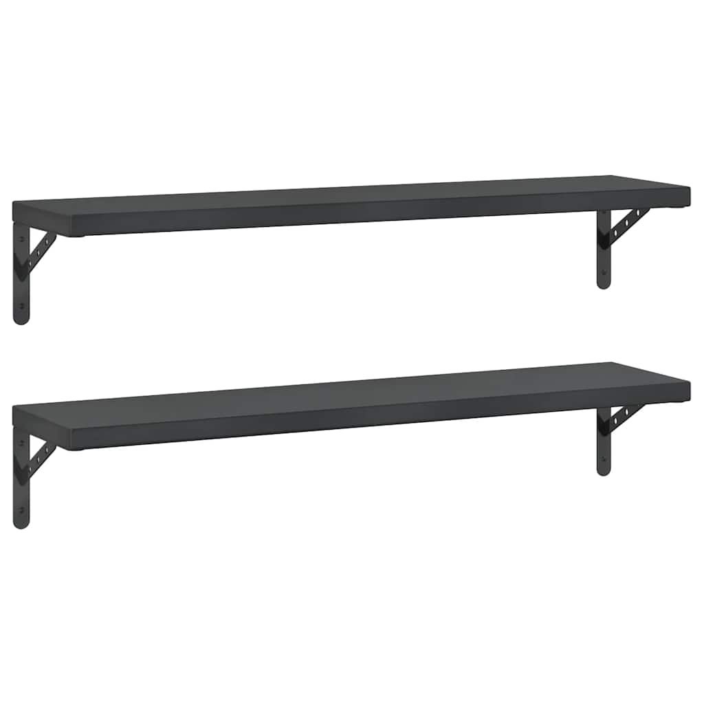Mensole a Muro 2 pz 100x23,5 cm Nero in Acciaio Inossidabile