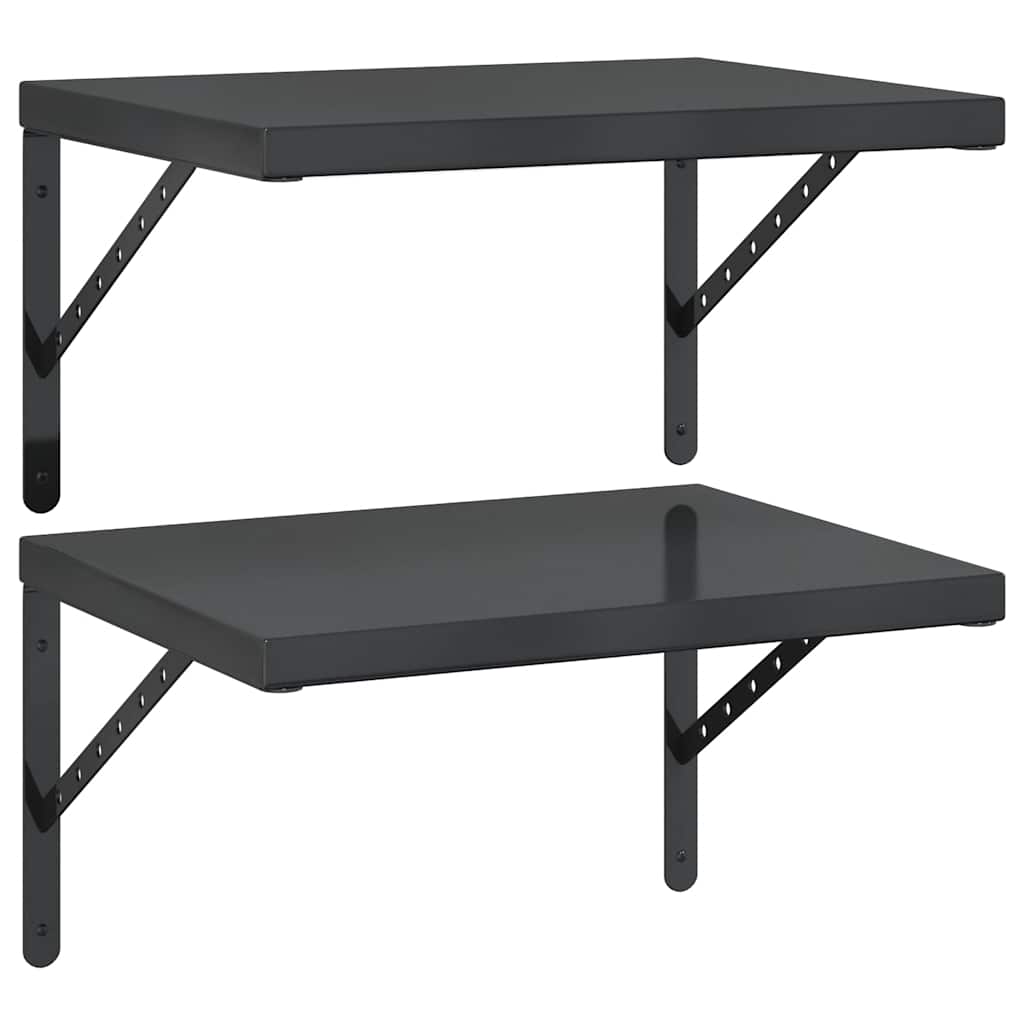 Mensole a Muro 2 pz 50x40 cm Nero in Acciaio Inossidabile 3214517