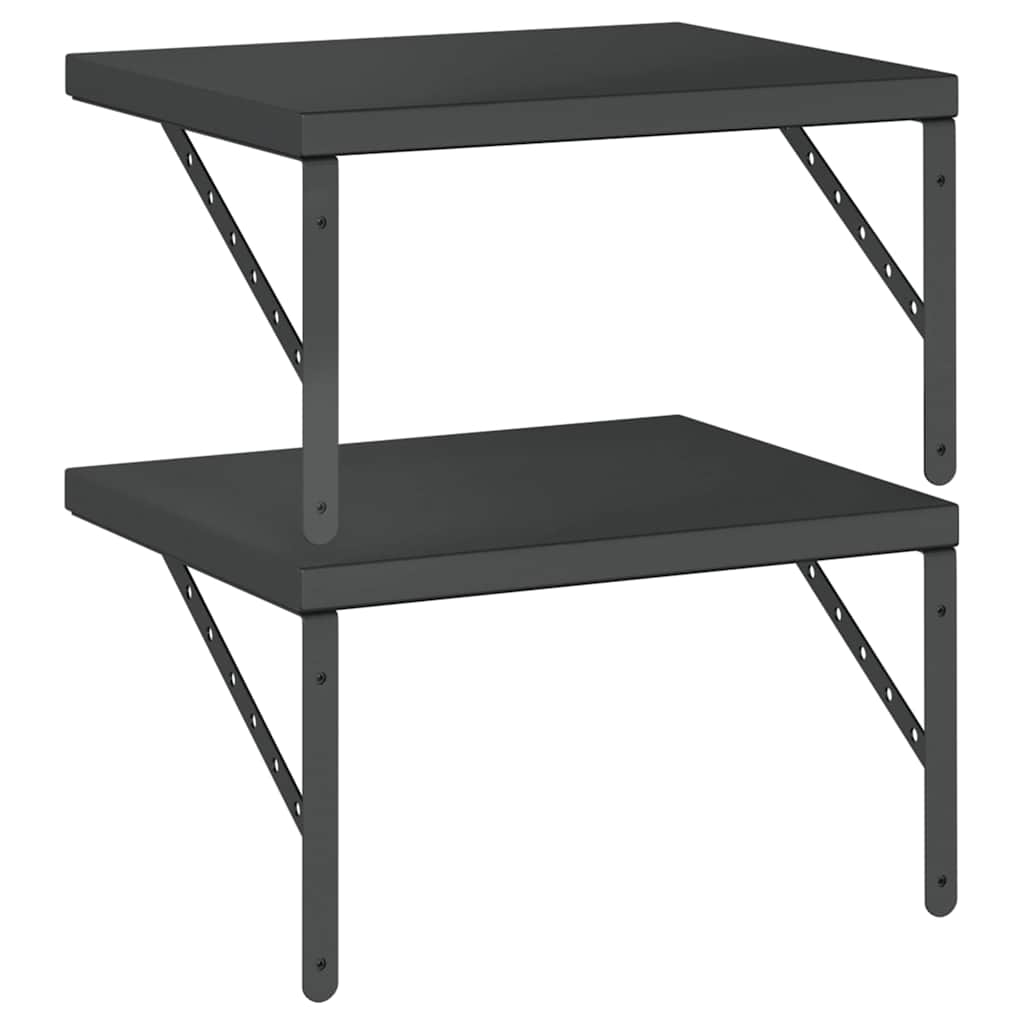 Mensole a Muro 2 pz 50x40 cm Nero in Acciaio Inossidabile 3214517