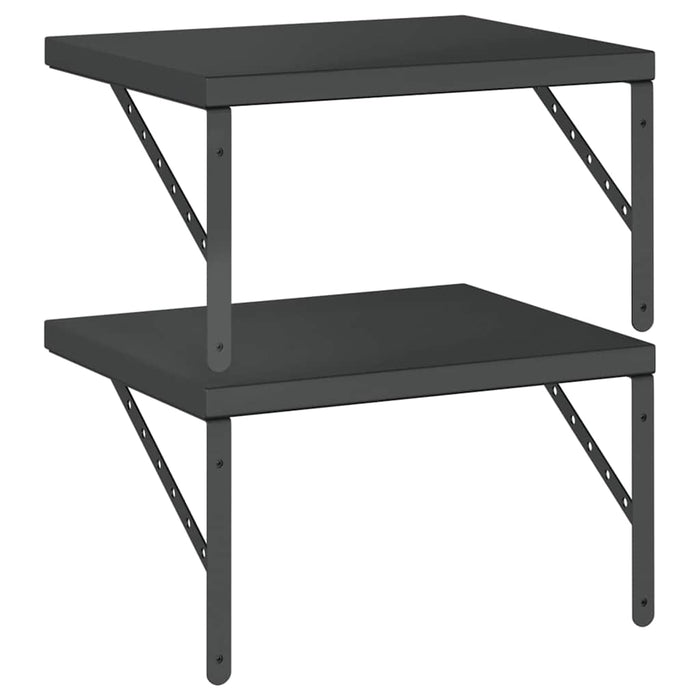 Mensole a Muro 2 pz 50x40 cm Nero in Acciaio Inossidabile 3214517