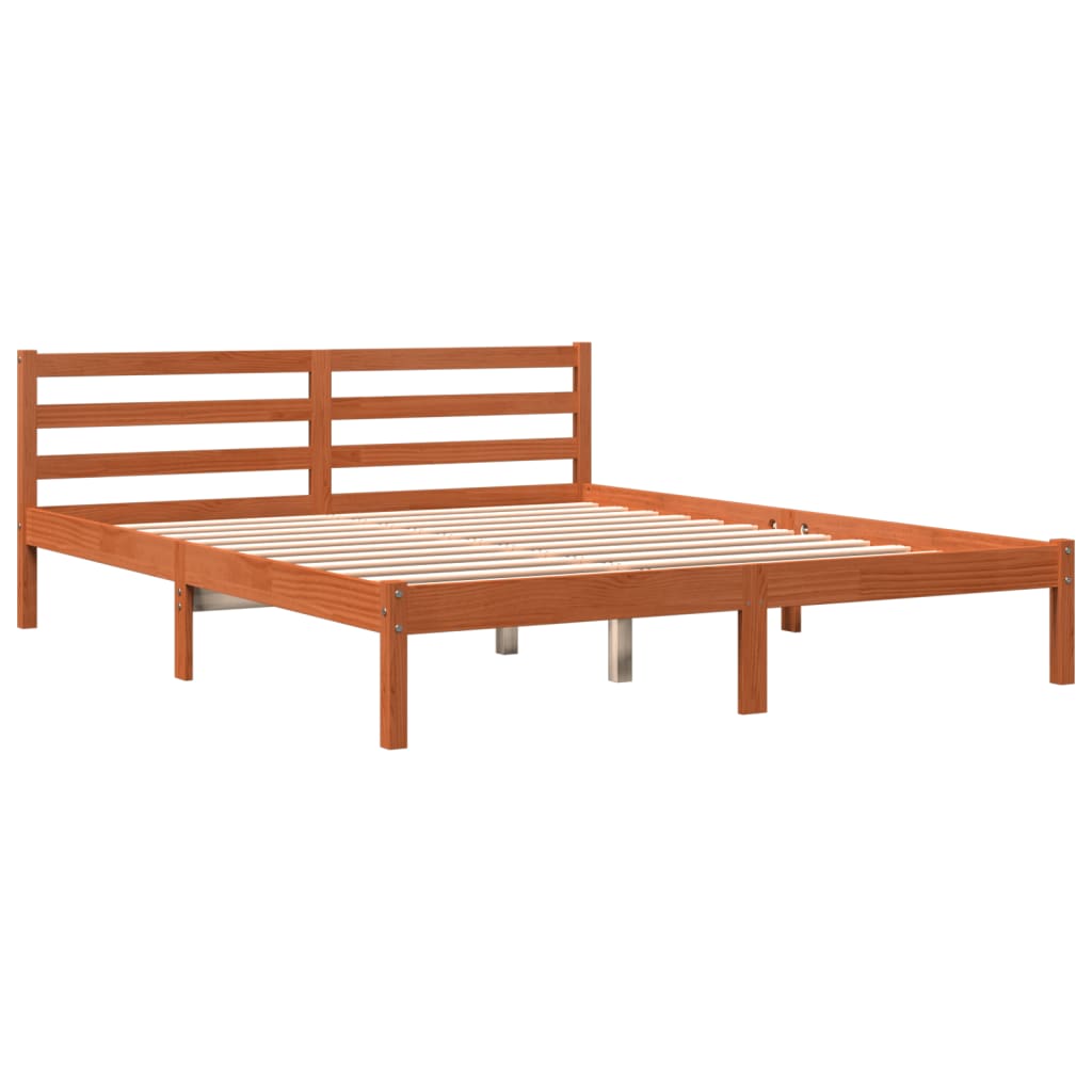 Letto senza Materasso Marrone Cera 200x200 cm in Legno di Pino 844149