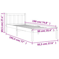 Letto senza Materasso Marrone Cera 90x190 cm in Legno di Pino 844802