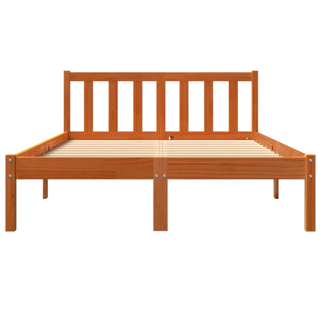 Letto senza Materasso Marrone Cera 135x190 cm in Legno di Pino 844804