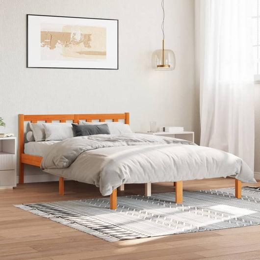 Letto senza Materasso Marrone Cera 140x190 cm in Legno di Pino 844805