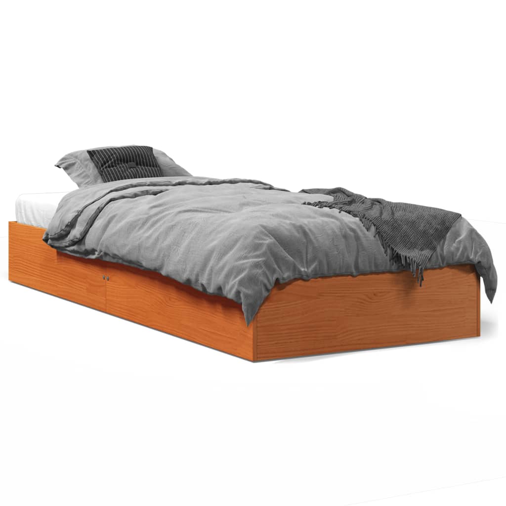 Letto senza Materasso Marrone Cera 75x190 cm in Legno di Pino 844822