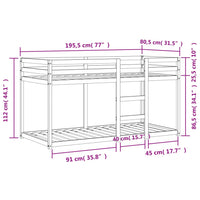 Letto a Castello Marrone Cera 75x190 cm in Legno di Pino 844830