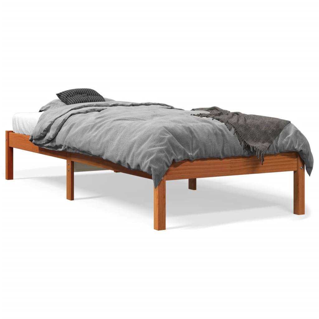 Letto senza Materasso Marrone Cera 90x190 cm in Legno di Pino 844836