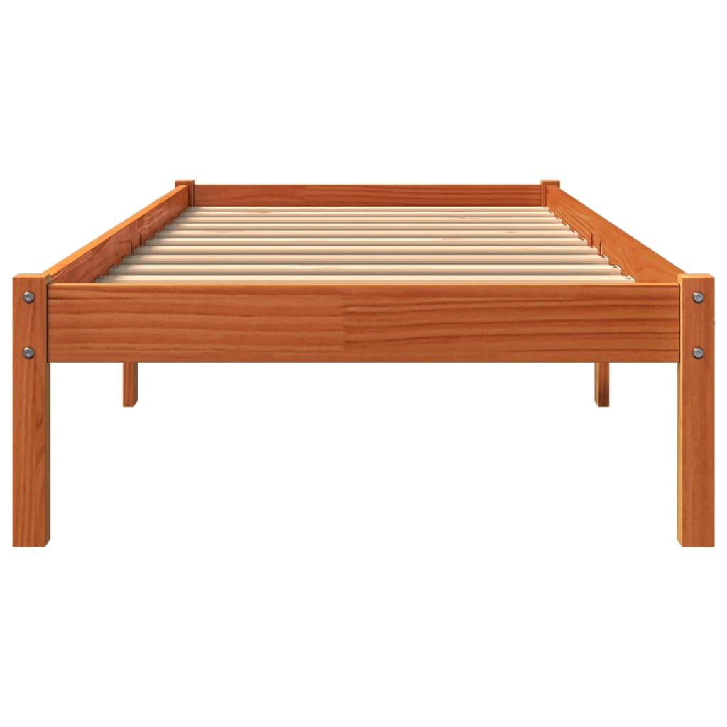 Letto senza Materasso Marrone Cera 90x190 cm in Legno di Pino 844836
