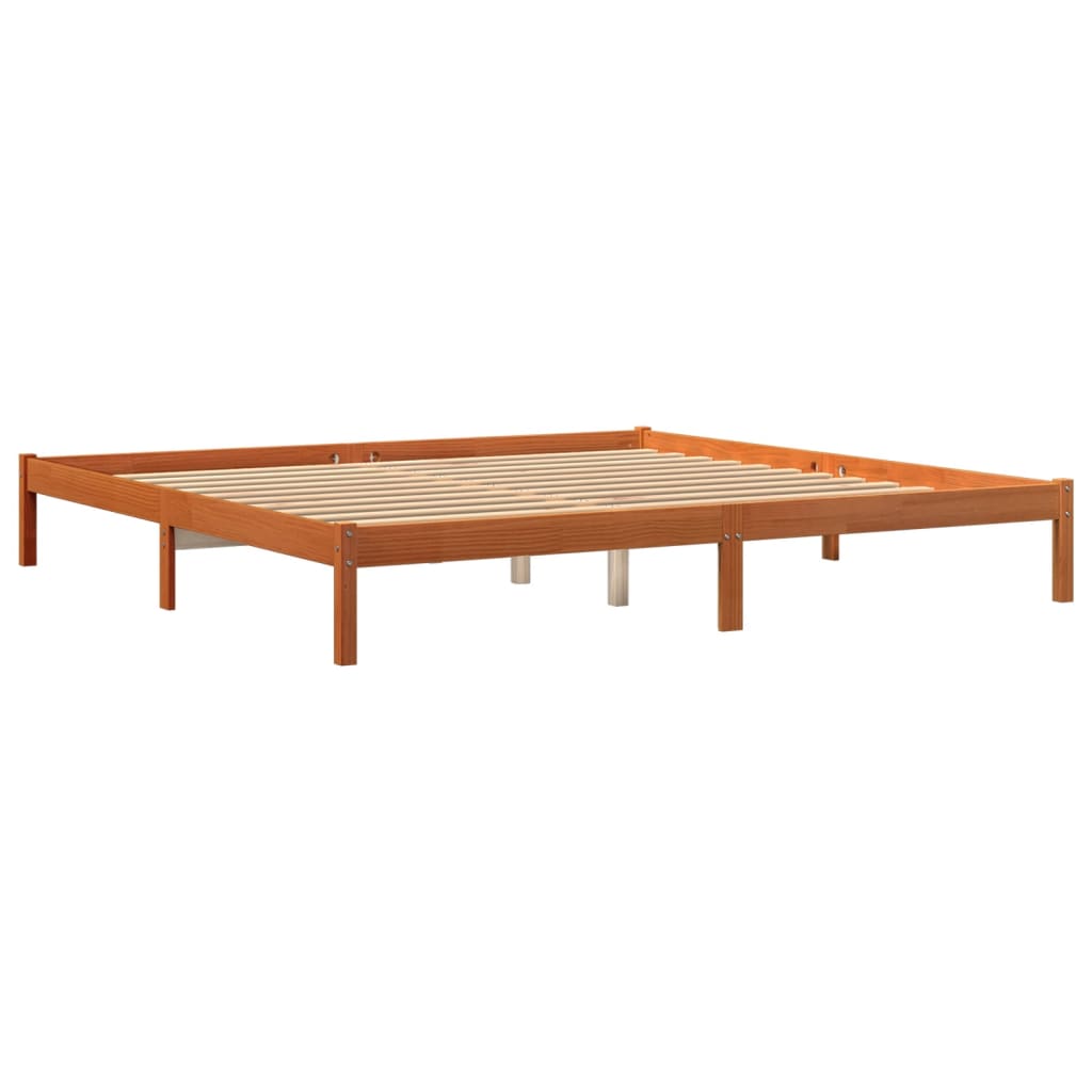 Giroletto senza Materasso Marrone Cera 200x200 cm Legno di Pino 844869