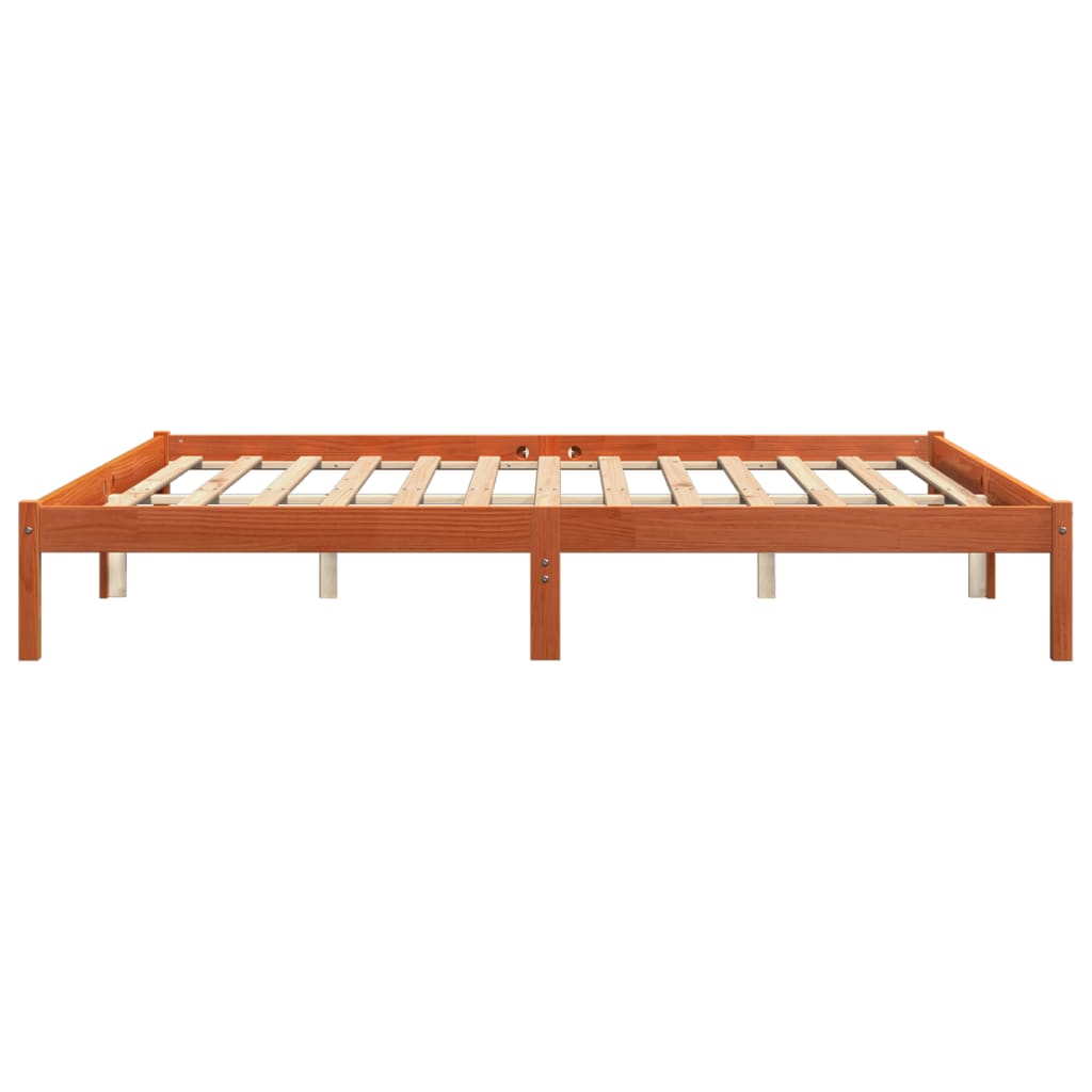 Giroletto senza Materasso Marrone Cera 200x200 cm Legno di Pino 844869
