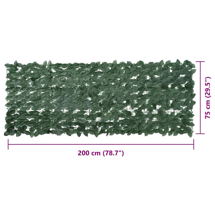 Paravento da Balcone con Foglie Verde Scuro 200x75 cm