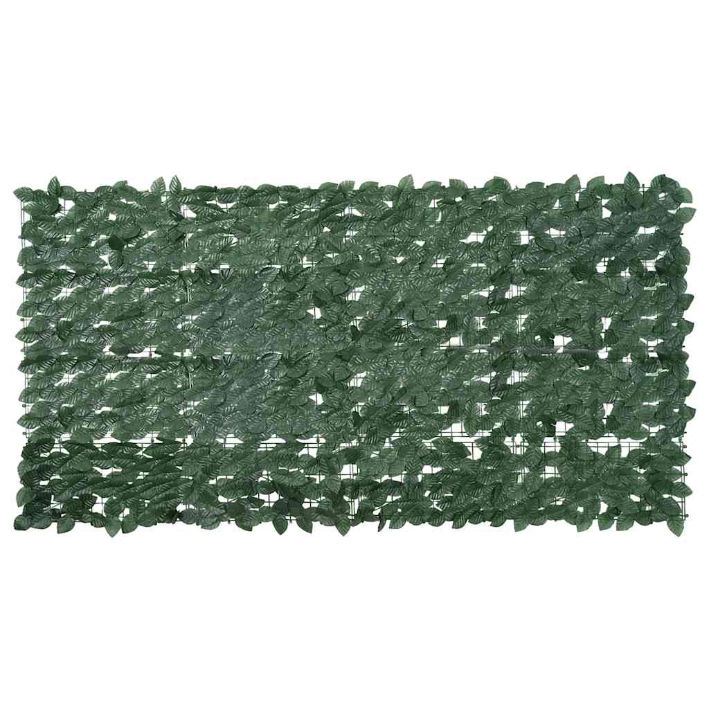 Paravento da Balcone con Foglie Verde Scuro 200x100 cm