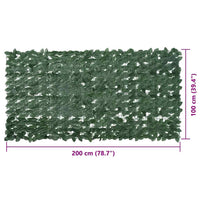 Paravento da Balcone con Foglie Verde Scuro 200x100 cm