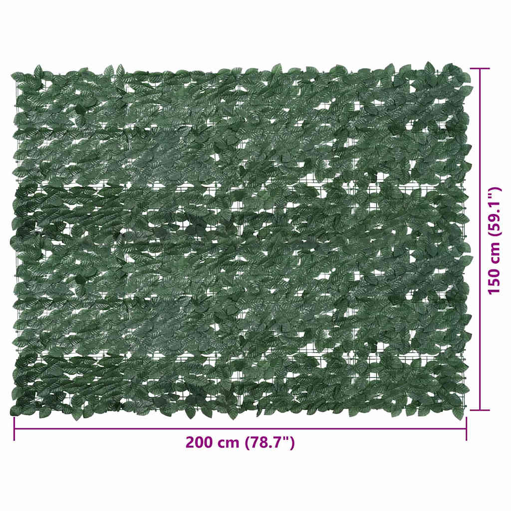 Paravento da Balcone con Foglie Verde Scuro 200x150 cm