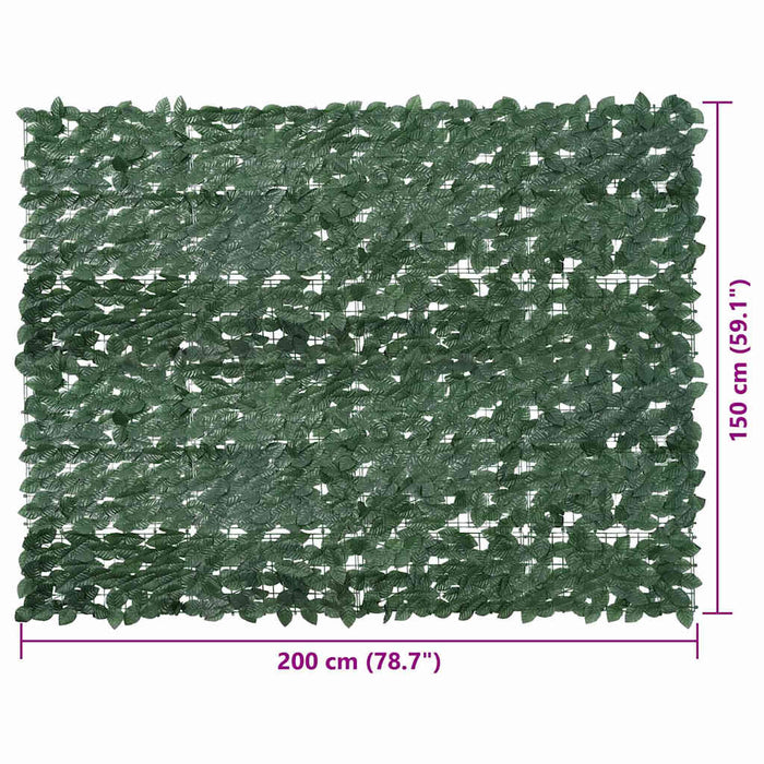Paravento da Balcone con Foglie Verde Scuro 200x150 cm