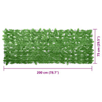 Paravento da Balcone con Foglie Verdi 200x75 cm