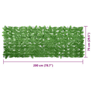 Paravento da Balcone con Foglie Verdi 200x75 cm