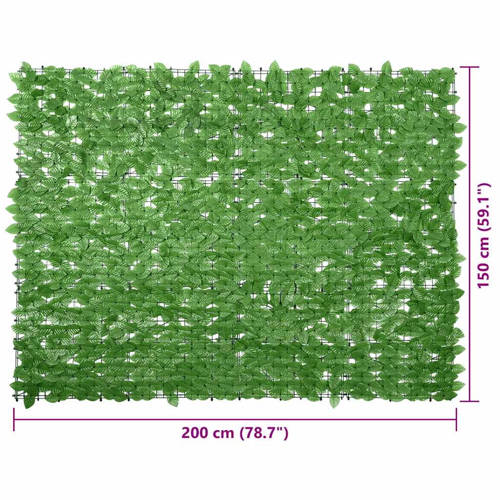 Paravento da Balcone-Divisorio con Foglie Verdi 200x150 cm