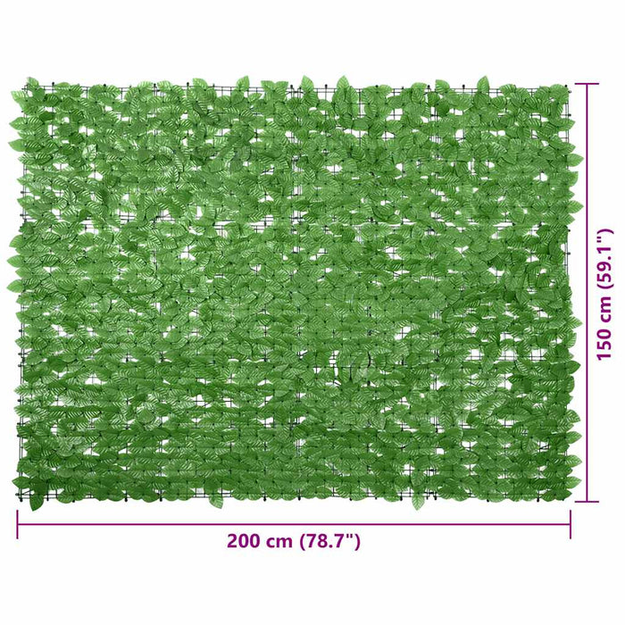 Paravento da Balcone-Divisorio con Foglie Verdi 200x150 cm