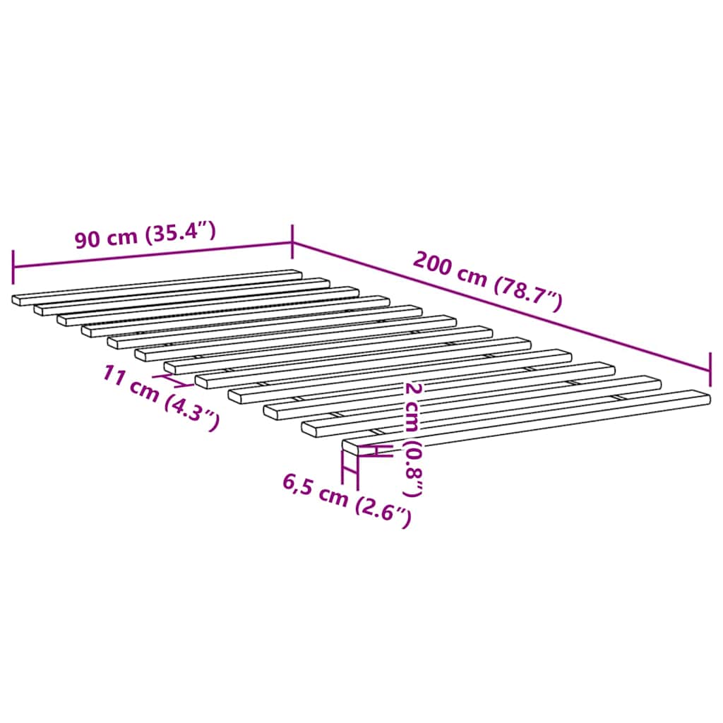 Doghe per Letto 90x200 cm in Legno Massello di Pino 377305
