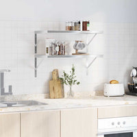 Mensole a Muro 2 pz 75x40x3 cm Argento in Acciaio Inossidabile 30281