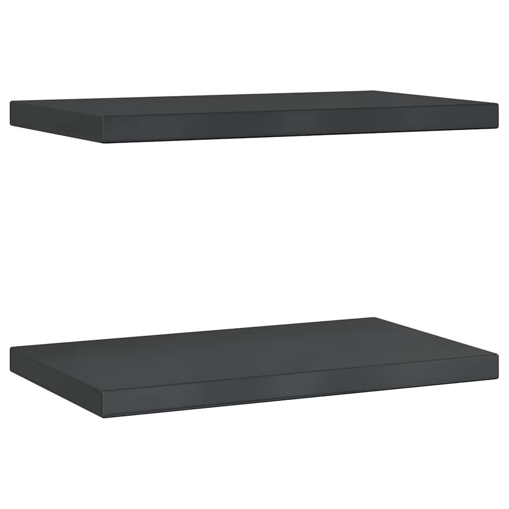 Mensole a Muro 2 pz 50x30x3 cm Nero in Acciaio Inossidabile 30294