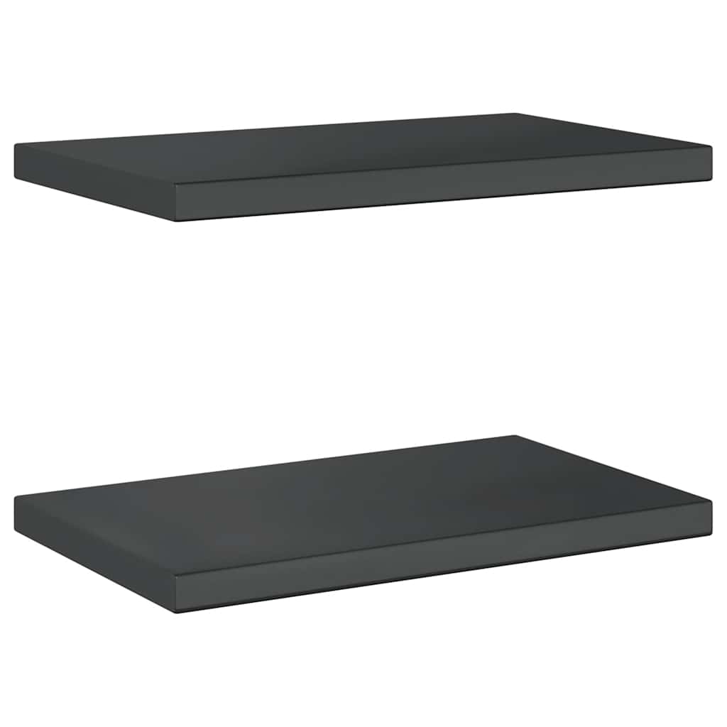 Mensole a Muro 2 pz 50x30x3 cm Nero in Acciaio Inossidabile 30294