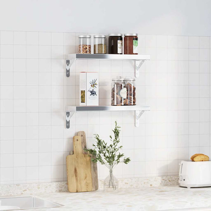 Staffe per Mensola 4 pz 15x2,5x11,5 cm in Acciaio Inox Argento 30296