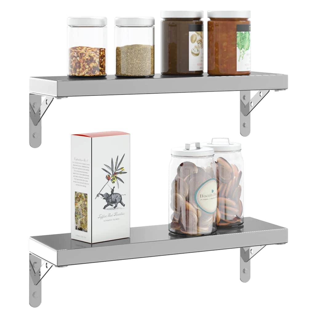 vidaXL Staffe per Mensola 4 pz 15x2,5x11,5 cm in Acciaio Inox Argento