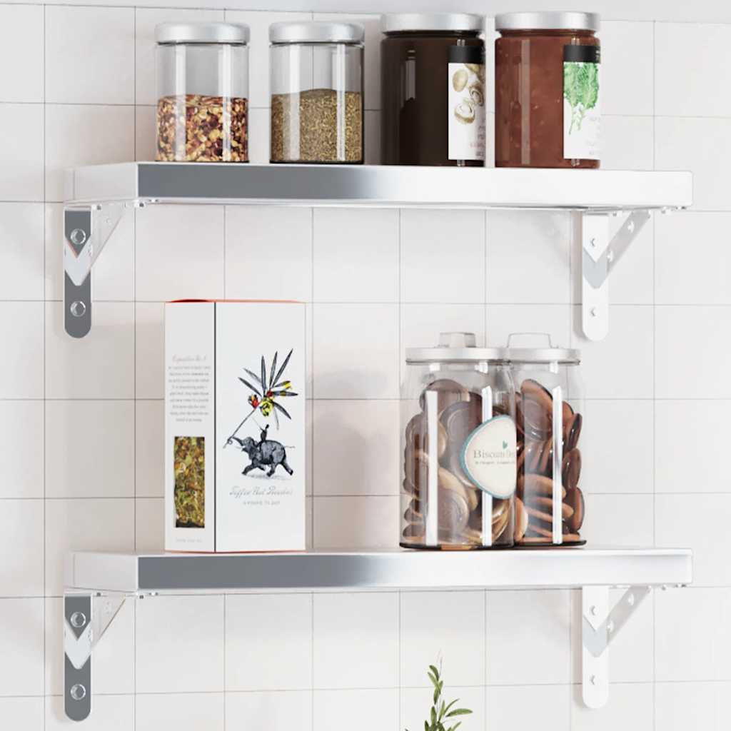 vidaXL Staffe per Mensola 4 pz 15x2,5x11,5 cm in Acciaio Inox Argento