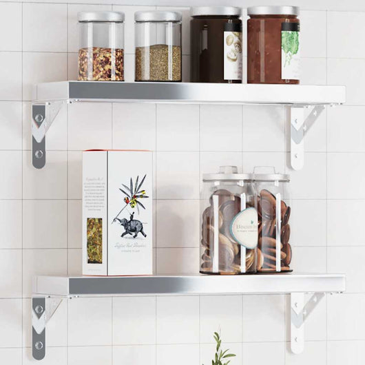 vidaXL Staffe per Mensola 4 pz 15x2,5x11,5 cm in Acciaio Inox Argento