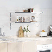 Staffe per Mensola 4 pz 40x2,5x25 cm in Acciaio Inox Argento